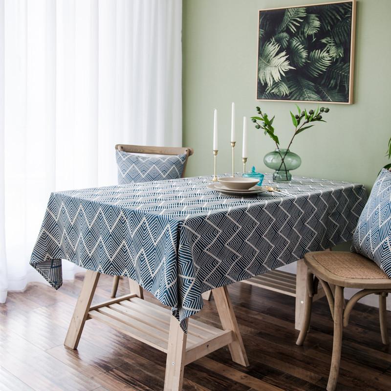 Waterproof Modern Simple Color Woven Jacquard Corrugated, Tablecloth Rectangular Coffee Table Tablecloth Dining Table Cloth