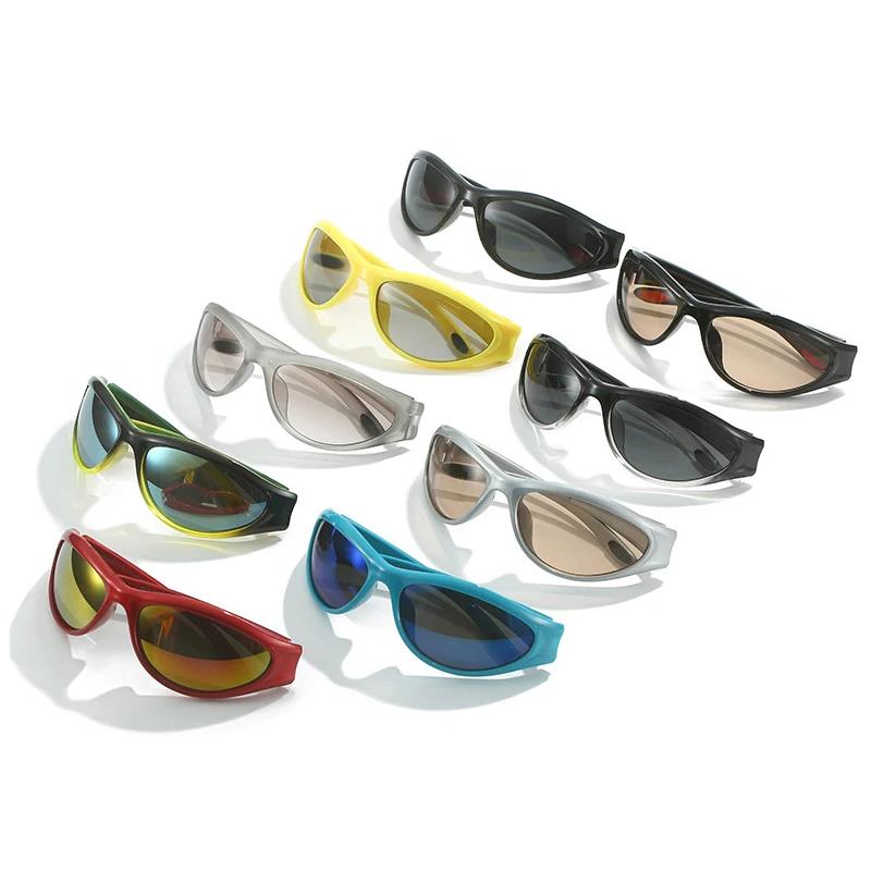 SHAUNA Retro Y2K Cat Eye Dámské Sluneční brýle Módní Barevný Gradient Zrcadlové brýle UV400 Muži Venkovní sportovní Punkové sluneční brýle