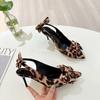 Fashion 2025 NEW Leopard Sexy Pointed Toe High Heels Party Stripper Prom Shoes Fashion Butterfly-knot Woman Pumps Party Stripper Sandals