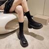 Martin boots women's thin new platform short boots thick high heel elastic boots sleeve height increase small women's boots
