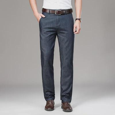 Jeans Estivi da Uomo Leggeri a Vita Alta in Seta Ghiaccio - Pantaloni Larghi, Elastici, Ultrasottili, a Gamba Dritta