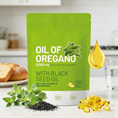 Powerful Dual-Extract Formula: Oregano Oil + Black Seed Oil | 300 Capsules for Immune Defense, Antioxidant & Overall Wellness Support