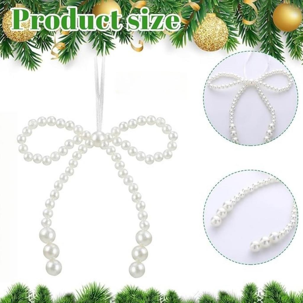 1pc S/L Pearl Bow for Christmas Tree Decoration Twist Tie Bowknot Wreaths Gift Wrapping Wedding Party Decor Christmas Decoration