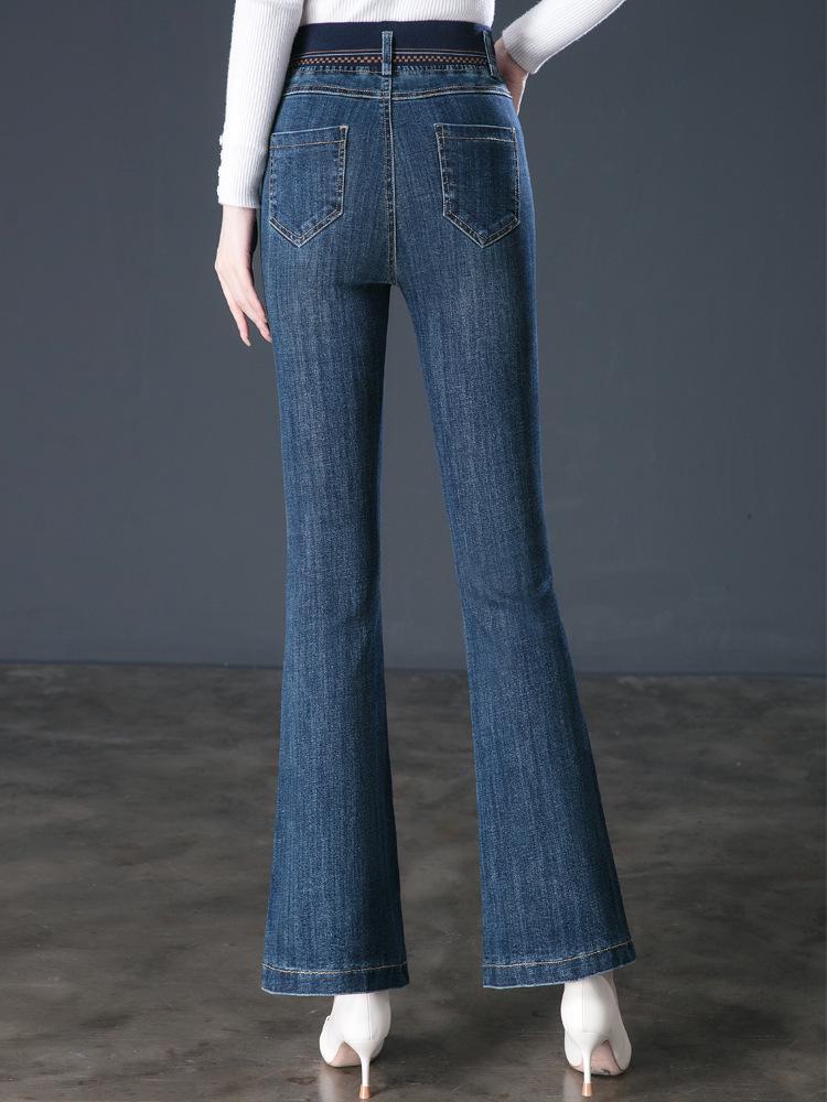 Autumn Rhinestone Flare Jeans: Women's High-Waisted Micro Flare Pants for Middle-Aged and Elderly Mothers