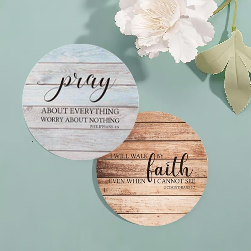 Ceramic Coasters with Bible Verses Set of 6 Absorbent Christian Drink Coasters for Christian Gifts and Home Decor 4 Inches