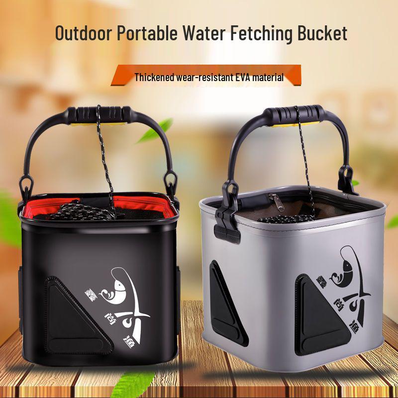 Nouveau Style Équipement de Pêche Pliable Épaissi: Seau à eau carré pour poissons vivants et pêche à la roche