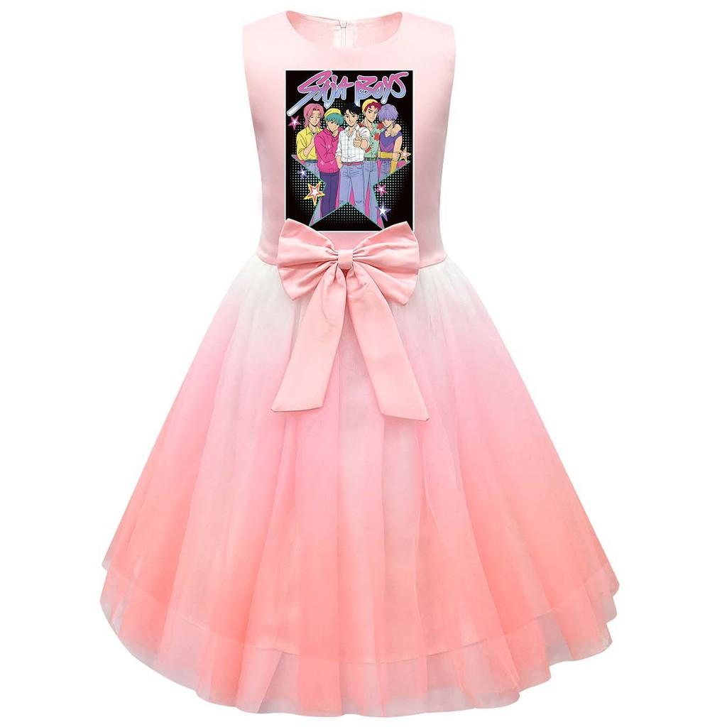 

Детское Платье Принцессы K-POP Руми Зои Мира с Принтом, Бантом, Без Рукавов, Сетчатая Пачка 150cm