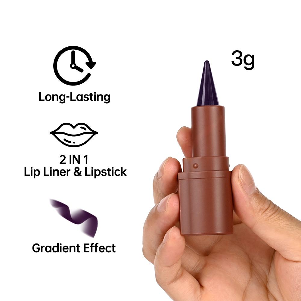 5 Shades Gradient Lip Crayon Matte Velvet Lip Liner Waterproof Non Transfer Smooth Contour Tint Black Brown Long Lasting Daily Lip Makeup Cosmetic