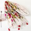 Flowy Seaside Sun Protection Scarf Long Beach Towel Fringe Large Sheer Shawl New Floral Womens Necklace
