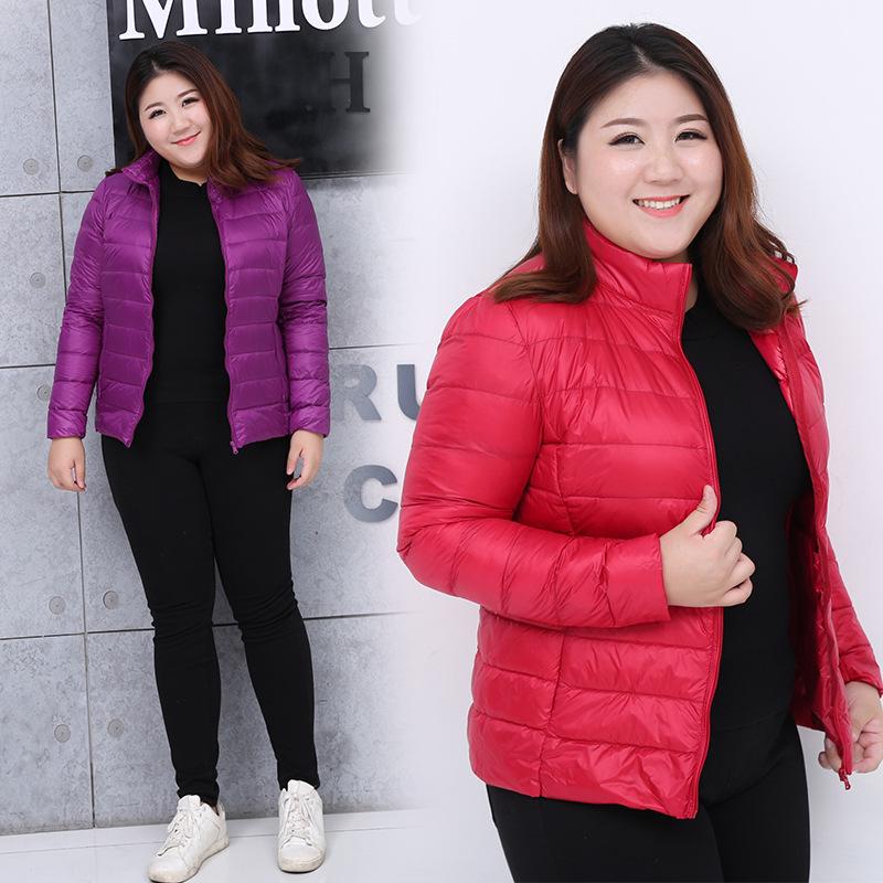 Women Autumn Winter Warm White Duck Down Coat Plus Size Lightweight Slim Short Thin Down Jacket