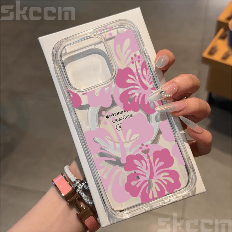 Flower Hibiscus Floral Case For Samsung Galaxy S25 Ultra S24 FE S23 S22 S21 S20 Plus A55 Magsafe Magnetic Wireless Charge Cover