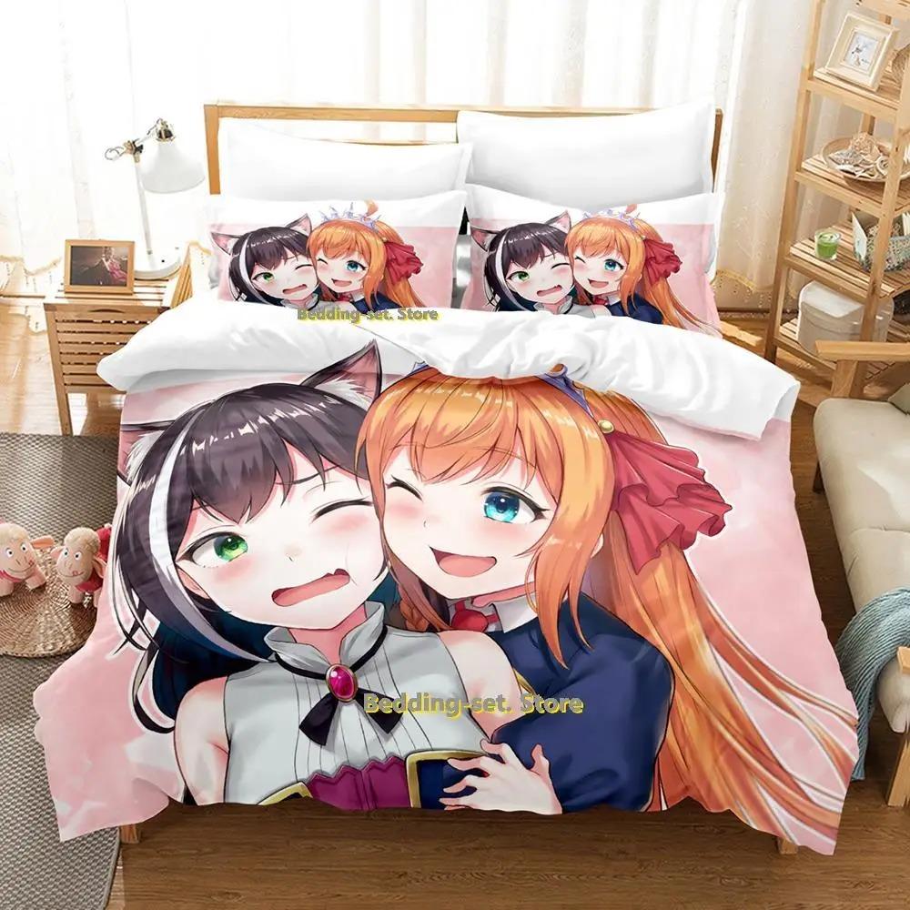 Princess Connect! ReDive Bed Cover Kit Cartoon Anime Three-piece Set Adult Kid Bedroom Duvetcover Sets Three-Dimensional Kawaii Girls Couette