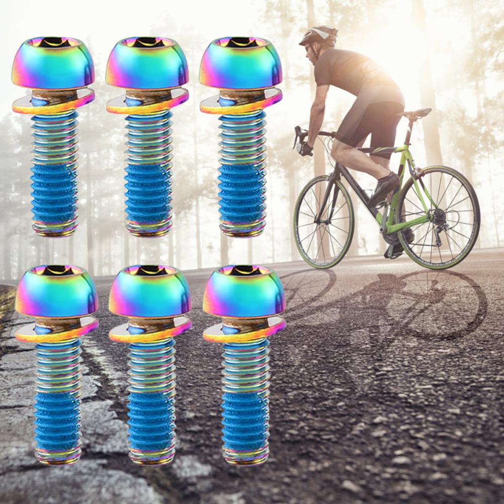 6Pcs M6x17mm Bicycle Disc Brake Fixed Bolts with Gasket Bike Crank Caliper Handlebar Stem Fixing Screws for Fixing Brake Lever