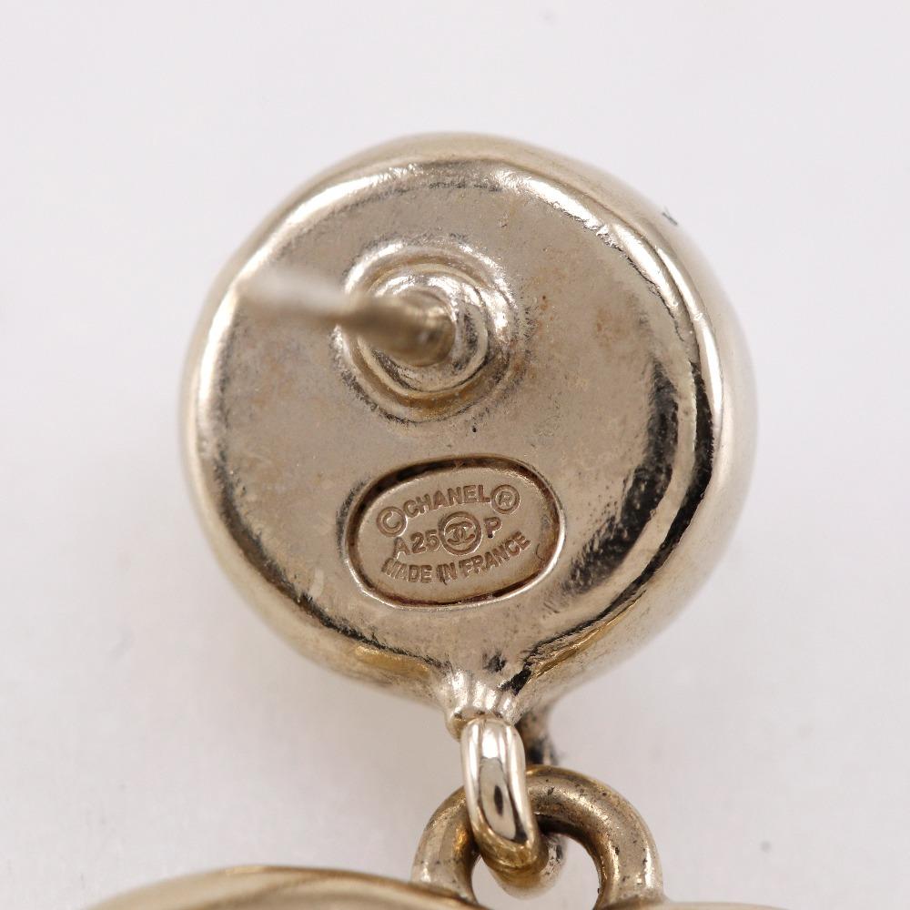 CHANEL Logo COCO Mark Piercing gold/black Plated Gold/Fake pearl 9.82g Women Used