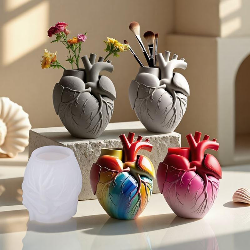 Herzform Silikonformen Geeignet für Harzhandwerk Geprägter Pflanztopf Schmuckherstellung Mehrzweck Feiertagsdekoration