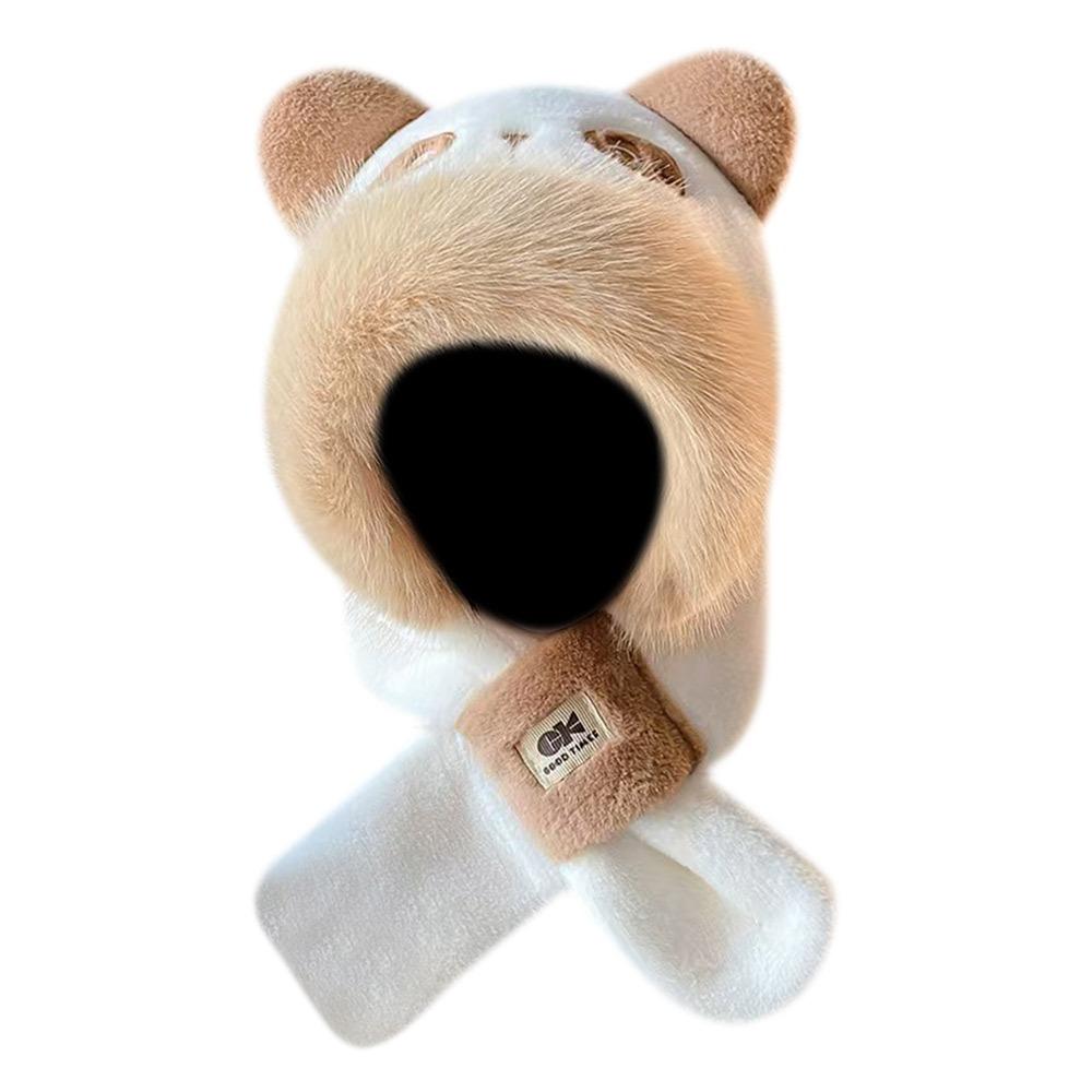 

Cartoon Panda Beanies Cap Windproof Ear Protection Hat Integrated Hat Scarf Set for Women Girls хакі