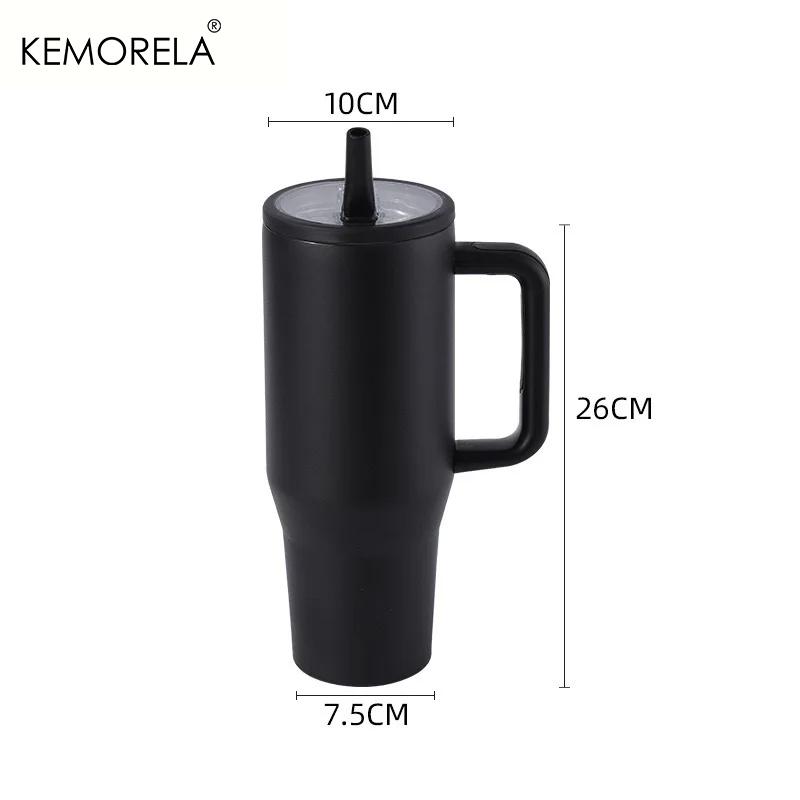  Thermos Cup 40oz Double-Layer Tumbler Ice Cup 1200ML Leak-Proof Foldable Straw Cover Direct Drinking Mouth Car Cup