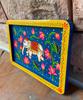 Handmade Wooden Elephant Wall Decor Lotus Floral Indian Folk Art