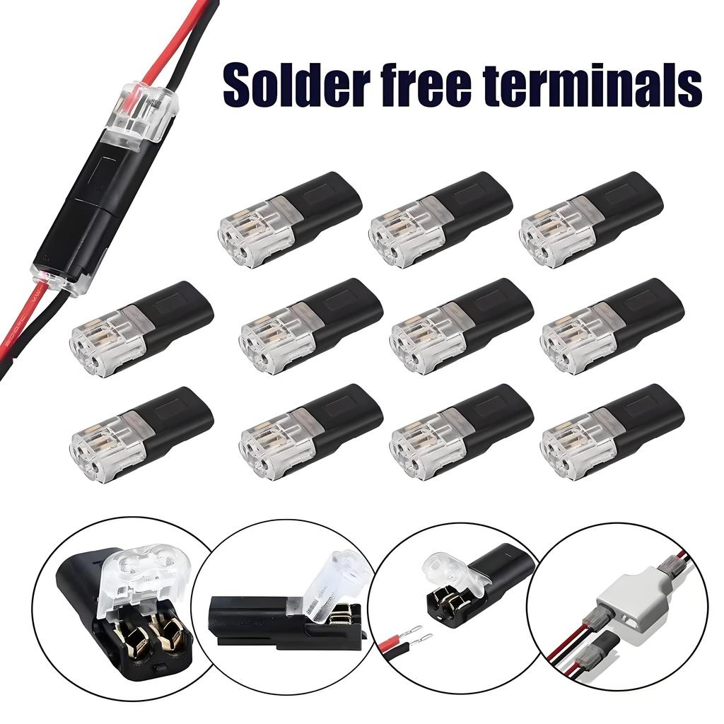 20/30/50 Pcs 2 Pin 2 Way Universal Compact No-Wire-Stripping Toolless Spring Wire Connectors Quick Splice Wire Connector