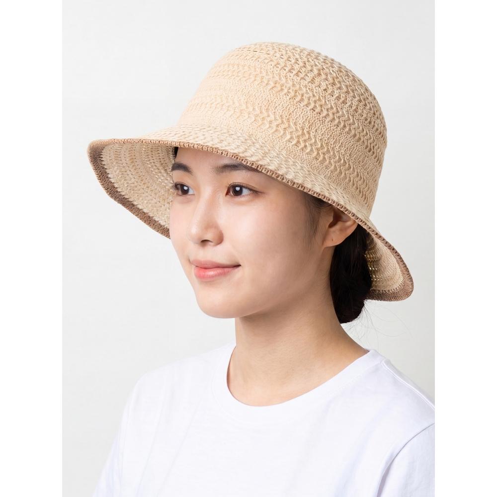 Daiso Wide Brim Woven Bungee Hat Ivory