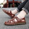 Neue Sommer Leder Herren Sandalen Mode Atmungsaktiv Freizeit Schuhe Herren Weiche Sohle Outdoor Strand Sandalen Römische Pantoletten Große Größe 47