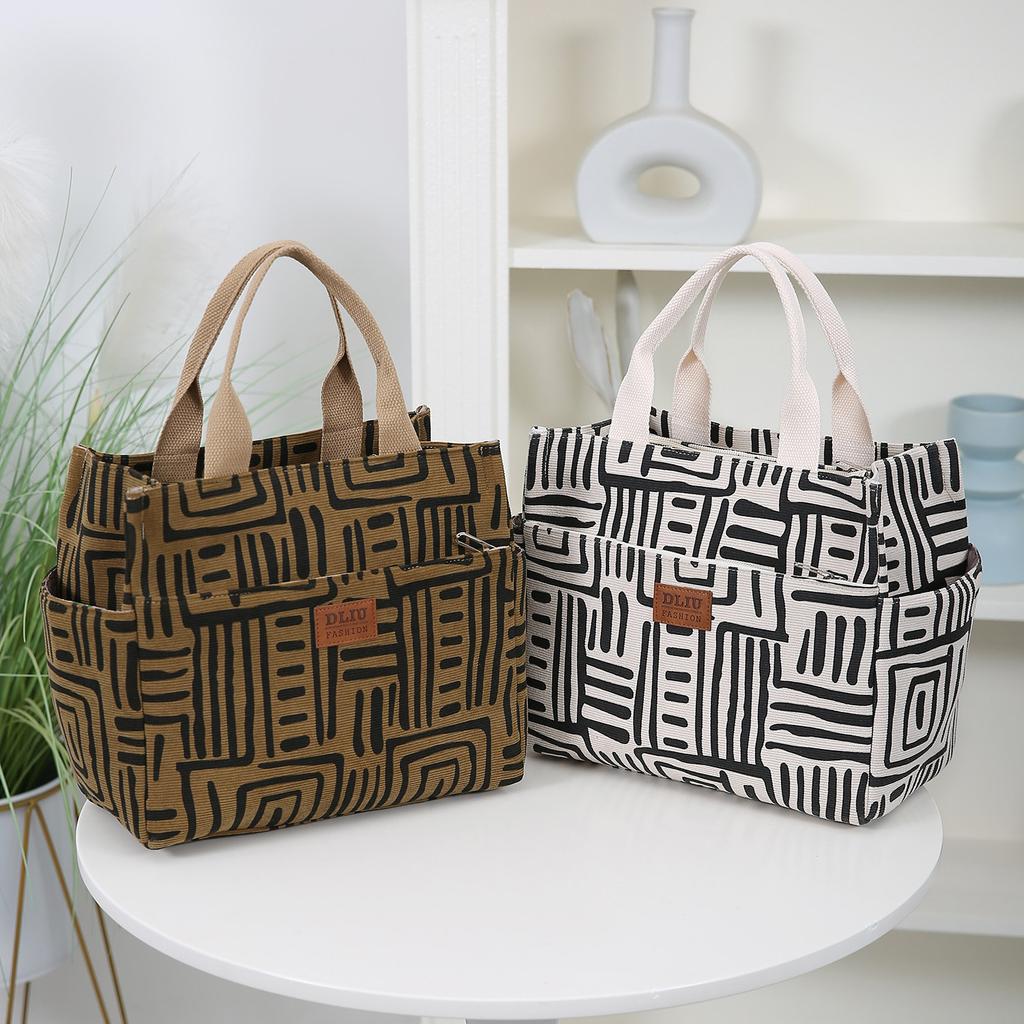 Corduroy outer foil lined lunch bag, lunch box bag, lunch bag, handbag, carrying bag, large capacity glove bag