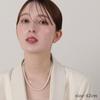 Pearl Long Necklace Grand Premium Pearl Necklace for Women 120cm 6mm White x Silver Titanium Earrings Set Brand Warranty [VOTRE COUTURE] (Silver)
