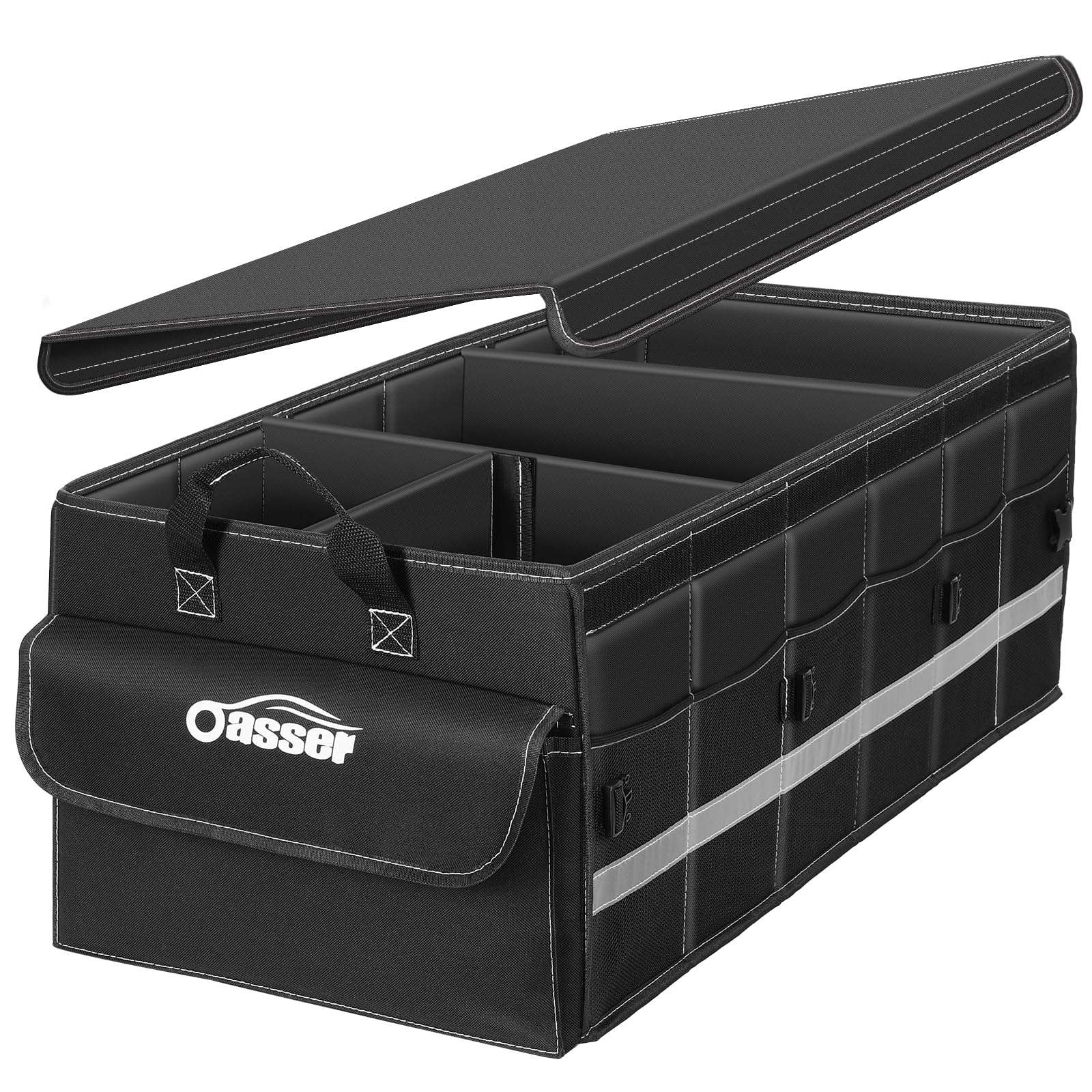 

Oasser 75 л Большой складной органайзер для багажника автомобиля с отделениями, Коробка, Вместимость, Крышка, Хранение в багажнике/для багажа,
