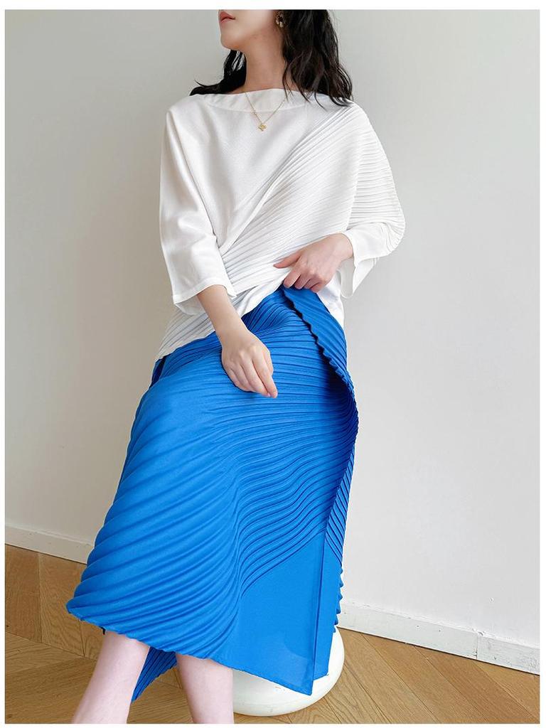 2026 Spring New Miyake High-End Irregular Pleated Plus Size Loose Casual Top