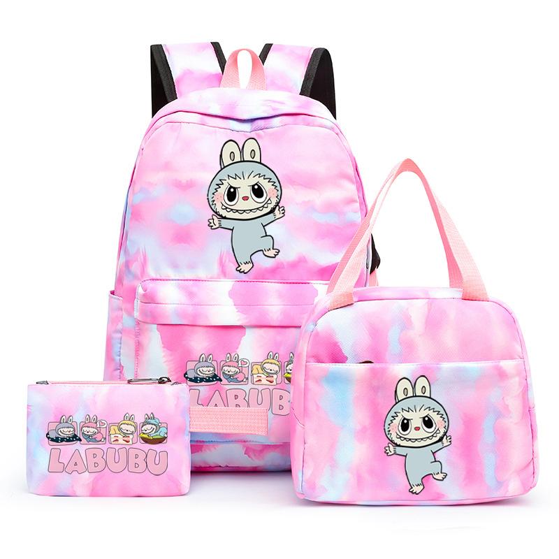 3Pcs/set  Printed Backpack with Lunch Bag Pencil Case Boy Girl Knapsack Teenage Student Large Capacity Colorful Bookbag