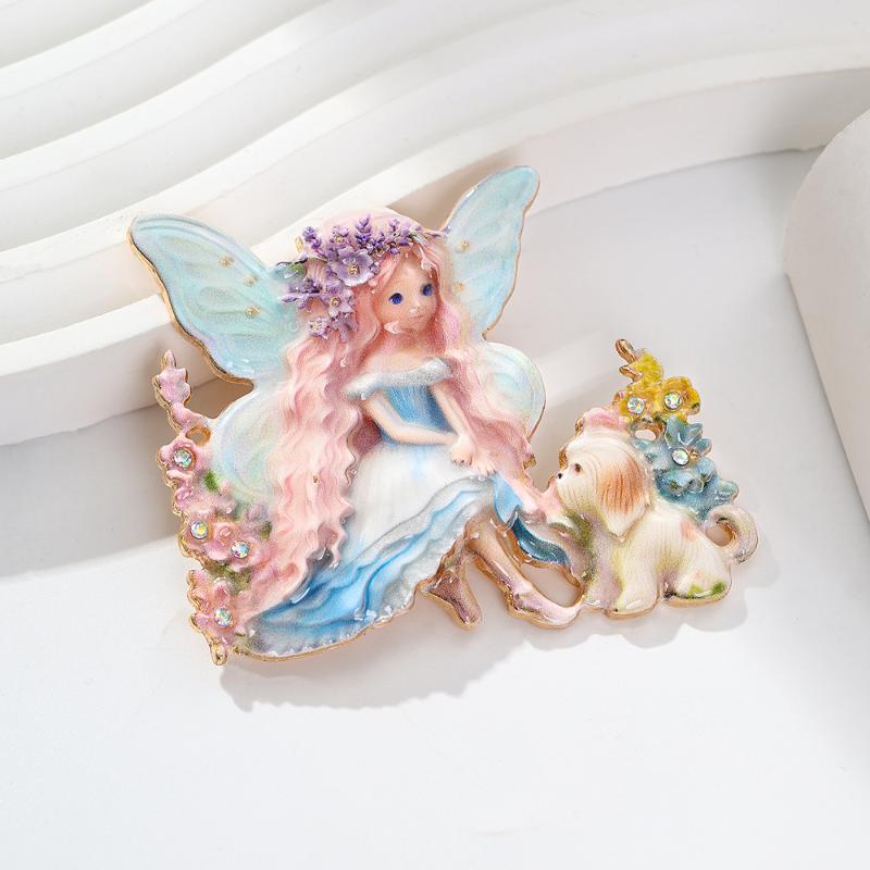 Schöne Schmetterlings-Elfen-Broschen 4-farbige Emaille Cartoon Prinzessinnen-Charakter Broschen Schmuck für Damen Kinder Jacken Pins Abzeichen