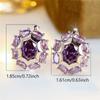 Trendy Crystal Purple Zircon Flower Hoop Earrings For Women Vintage Gold Color Wedding