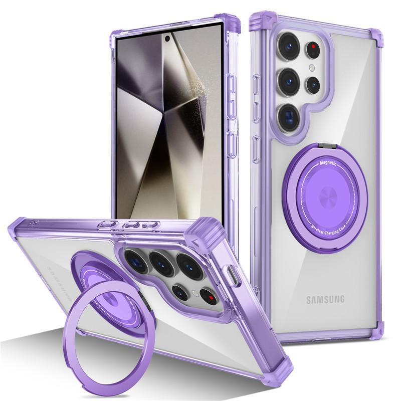 

Magnetic Phone Case for Wireless Charging of Samsung S25 Ultra and Golden Shield Rotating Ring Case for Samsung S23 Samsung S25 Edge