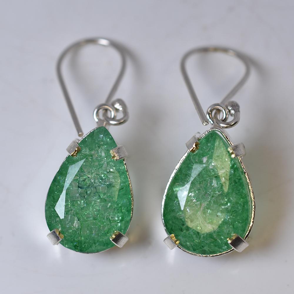 Colombian Green Emerald Pear Earring 925 Sterling Silver 59 Ct Certified Gems My.er-35-k