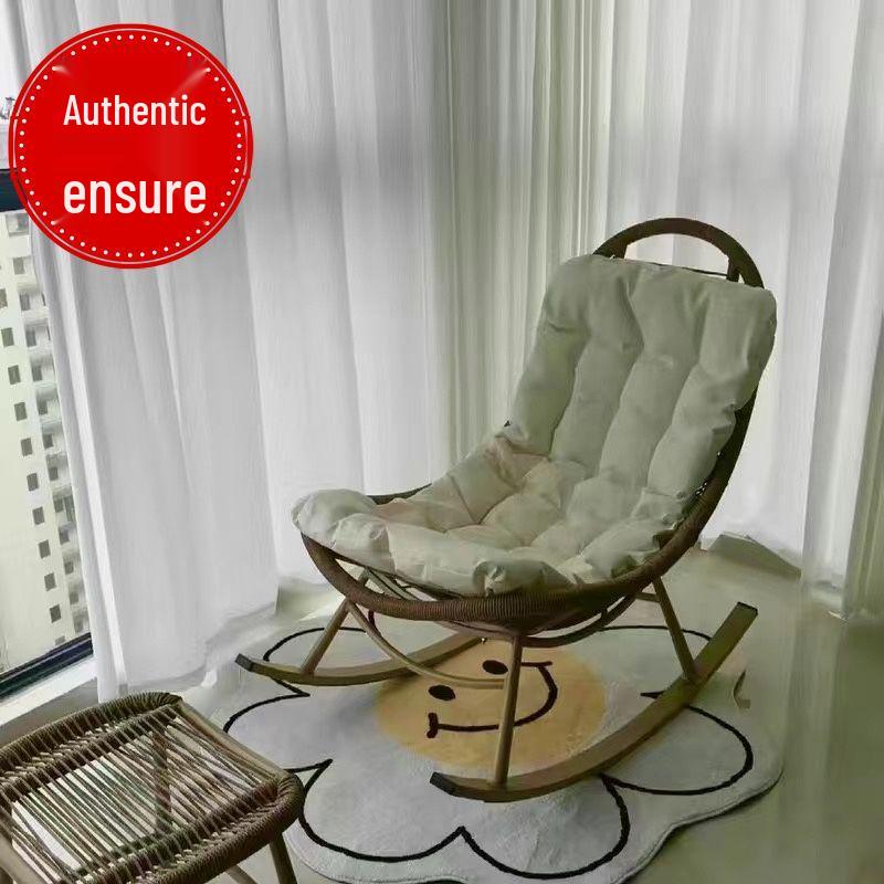 Geflochtener Rattan-Liege-Schaukelstuhl für Erwachsene - Perfekt für Wohnzimmer oder Balkon zur Entspannung