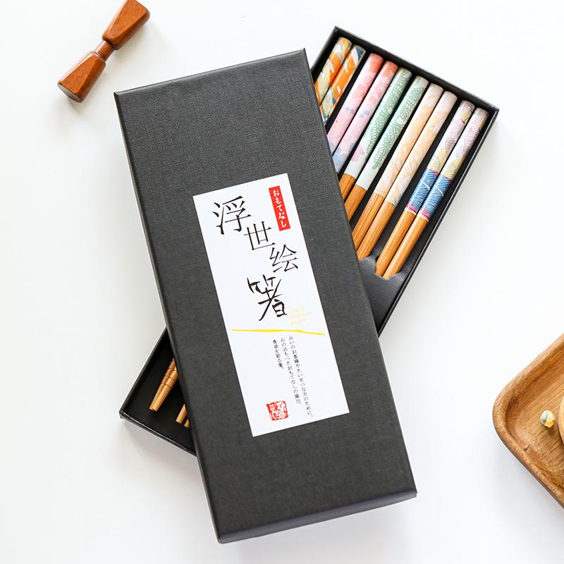 Japanese Style Bamboo Chopsticks: Creative High-End Gift Set (5 Pairs)