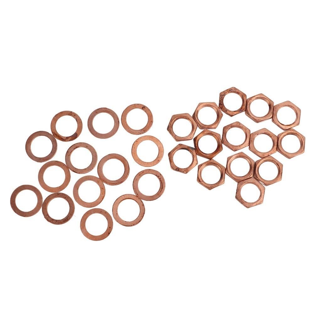 14Sets M9 Nut Washer Kit Metal Guitar Jack Nut Washer Instrument Socket Connector For Guitar