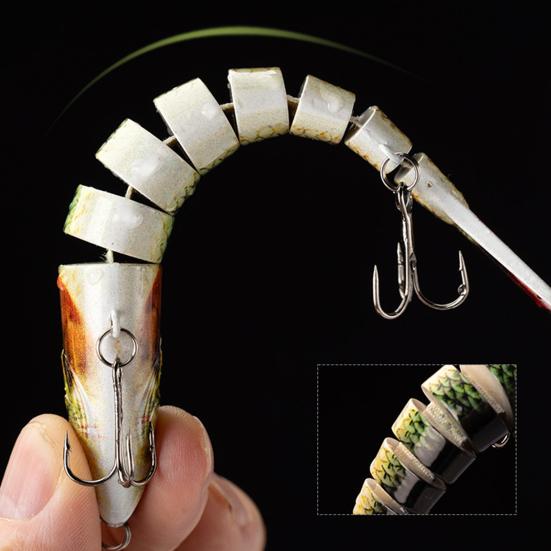 3Pcs Fishing Lures Hard Baits 3D Eyes Realistic Looking Vibrant Color Multi Jointed Slow Sinking Artificial Lure Fish Baits Kit