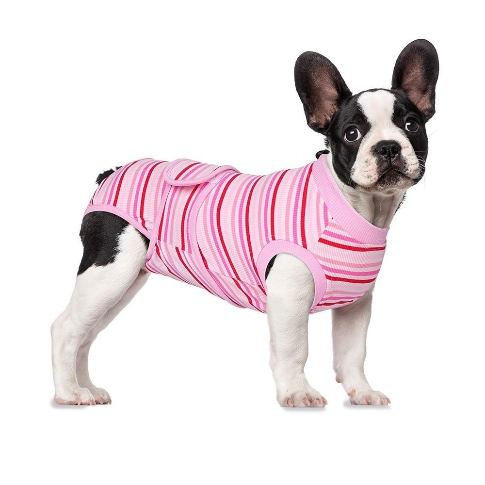 High Elastic Dog Sterilization Suit Striped Dog Recovery Suit Abdominal Wound S