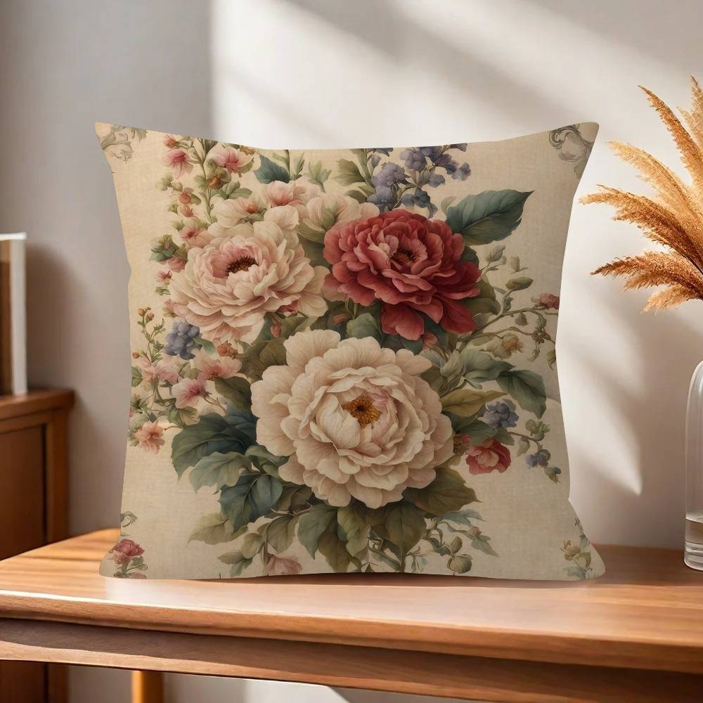 Vintage Floral Art Flower  Pillowcases Home Bedding Decorative Pillow Cover Wedding Super Soft Pillow Case