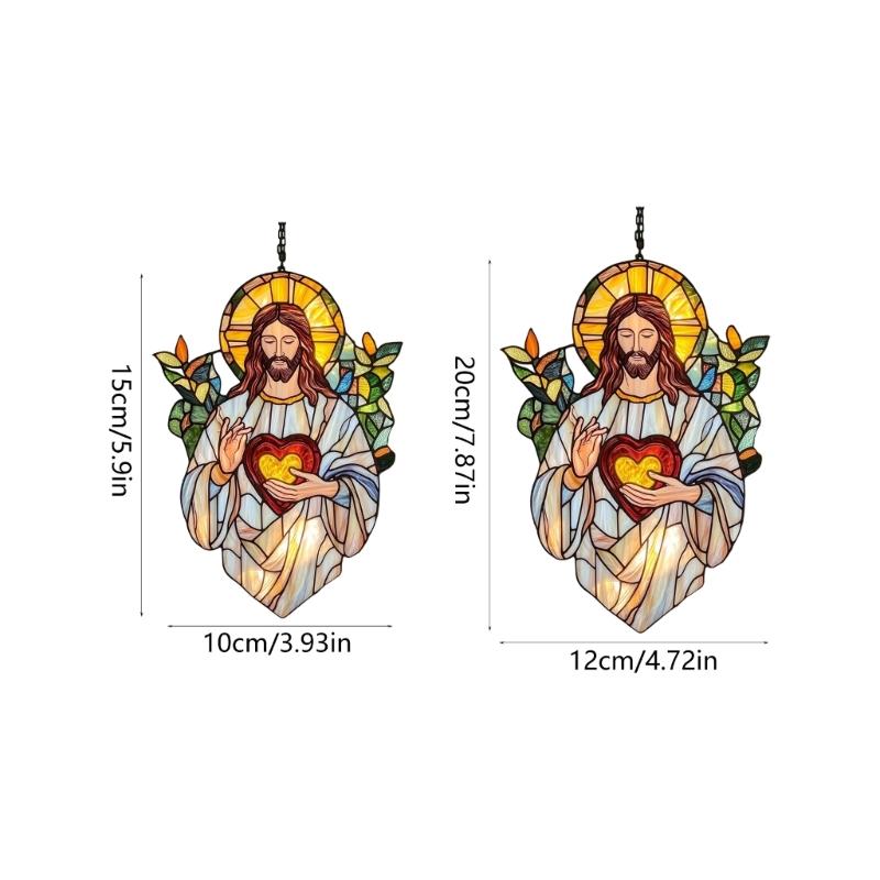 Stained Glass Window Hangings Jesuses Suncatchers Christianity Suncatchers Decors for Garden Home Housewarmings Gift