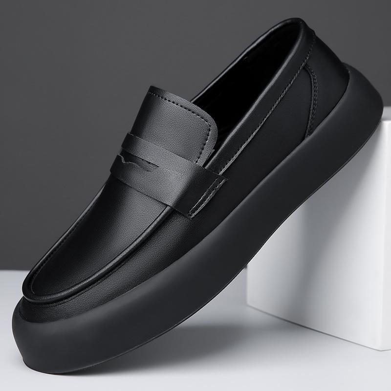 

FashionNew Модные кожаные туфли на платформе для мужчин Дизайнерские однотонные деловые мужские туфли на мягкой подошве весна-осень 38