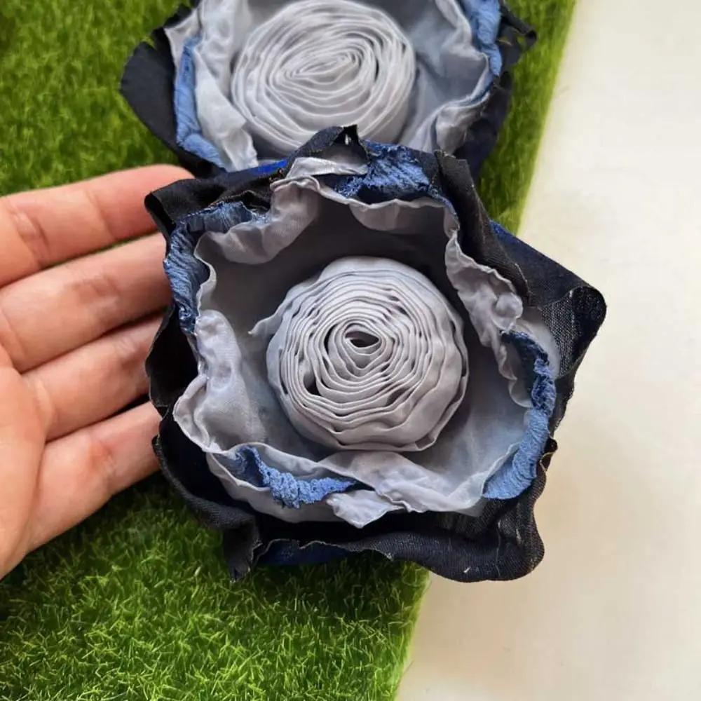 14cm 3D Organza Flowers DIY Silk Flower Lace Patches Applique Wedding Dress Accessories Gradient Lace Trim Sewing Accessories
