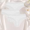 3Pcs Ladies' Sexy Lace Underwears Transparent Sexy Briefs Lace-Trimmed Comfortable Panties Cotton Breathable Crotch