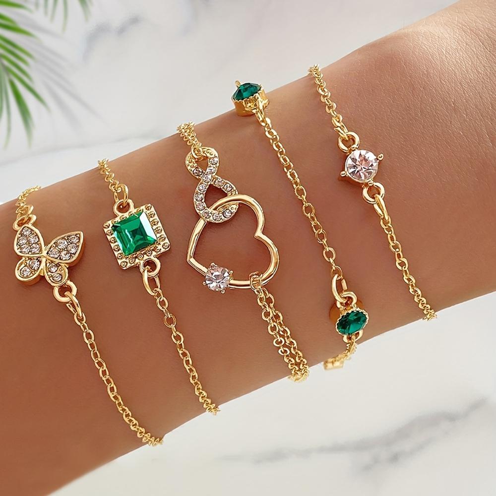 

5-piece women s Zircon set, fashionable and casual bracelet set, suitable for daily wear and holiday gifts for friends