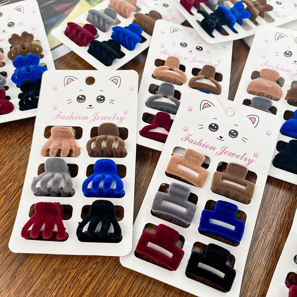 6-Piece Retro Flocked Mini Butterfly Hair Clips Set