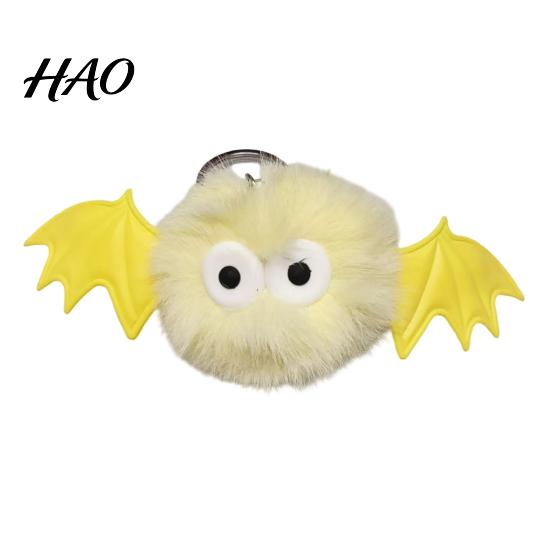 Romantic Gift for Women Halloween Bat Plush Keychain, Cute Devil Furry Pendant Party Decoration Bag Keys, Vintage Silver Alloy Key Ring, Spooky