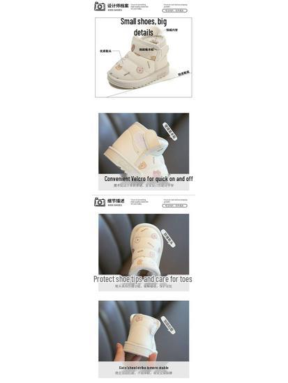 Girls' Winter Soft-Soled Cotton-Padded Boots for Toddlers, Fleece-Lined Baby Snow Boots, Ages 0-3 Years