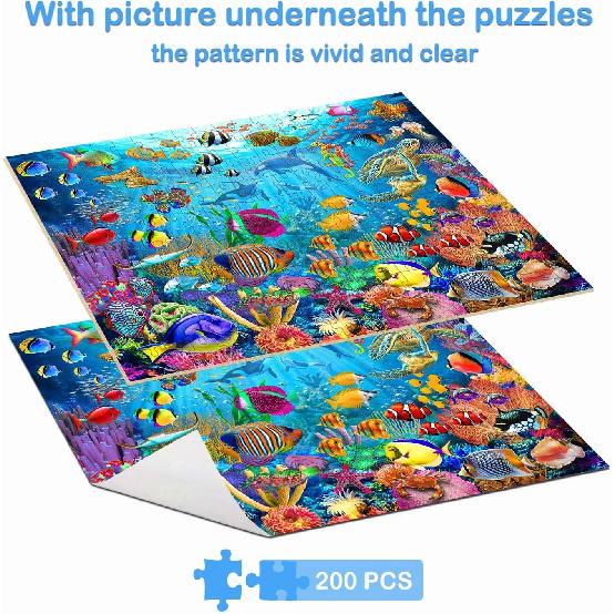 Puzzles for Kids Ages 6-8 8-10 Year Old - Ocean Underwater World, 200 Pieces Jigsaw Puzzles for Kids, Learning Educational Toys for Boys and Girls