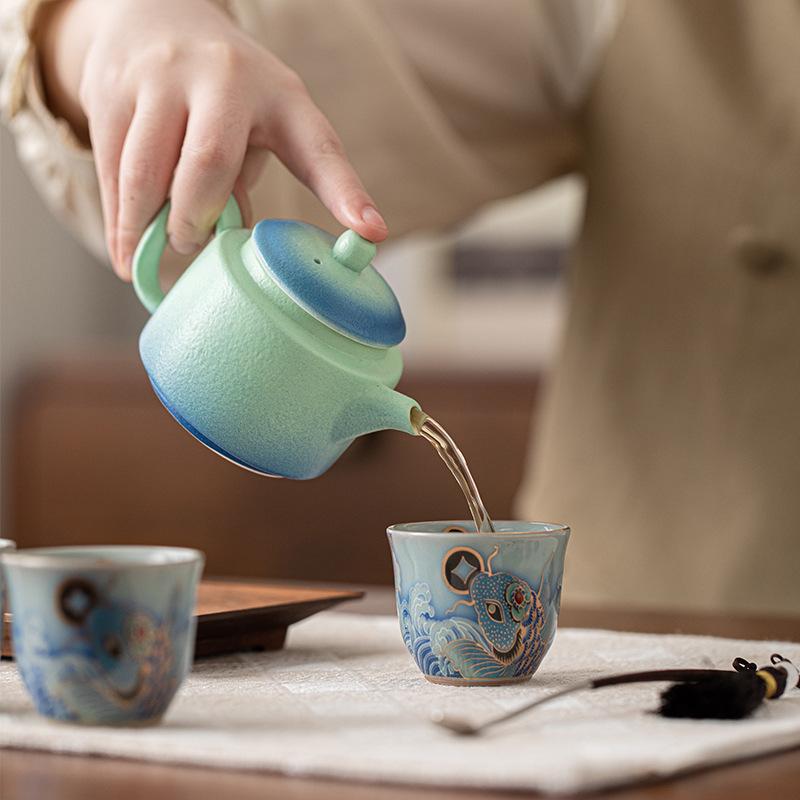 National Treasure Kiln High-end Ceramics One Pot Four Cups Kung Fu Tea Set Gift Box for Elder Leaders Mother's Day Gifts